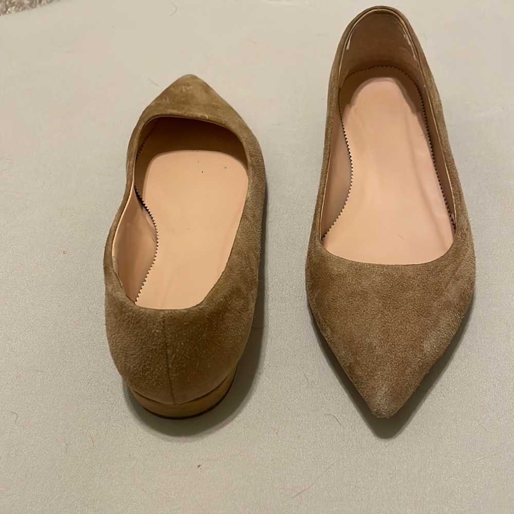 J Crew tan suede point toe flats size 7.5